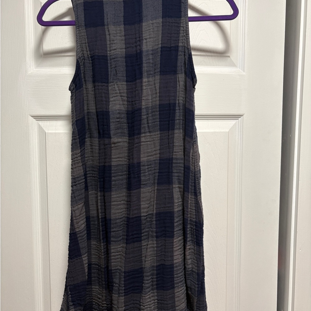 Anthropologie Navy and Gray Plaid Sleeveless Dress
